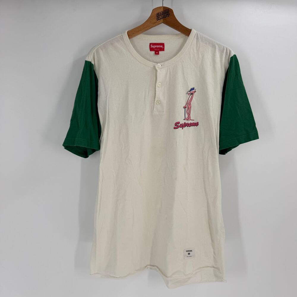 SS14 2014 Supreme NYC x Pink Panther Henley Tee in White Green M